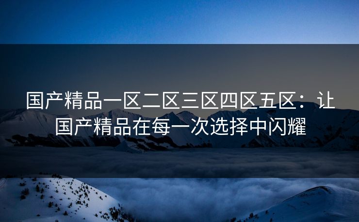 国产精品一区二区三区四区五区：让国产精品在每一次选择中闪耀
