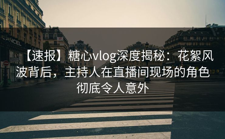 【速报】糖心vlog深度揭秘：花絮风波背后，主持人在直播间现场的角色彻底令人意外