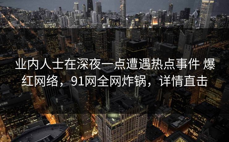 业内人士在深夜一点遭遇热点事件 爆红网络，91网全网炸锅，详情直击